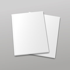 Blank empty magazine or book template  on a gray background.