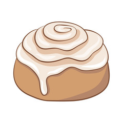 Freshly baked cinnamon roll with sweet frosting. - 74395522
