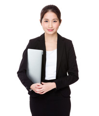 Businesswoman hold with laptop