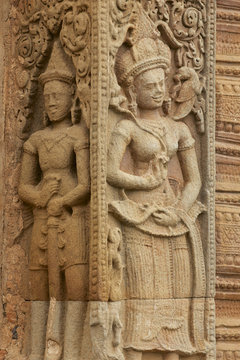 Stone carving at Prasat Sikhoraphun temple, Surin, Thailand.
