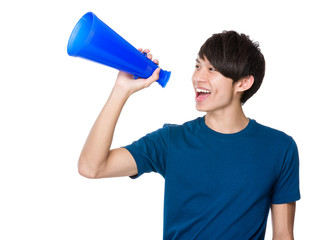Man yell with megaphone
