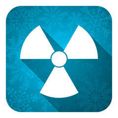 radiation flat icon, christmas button, atom sign