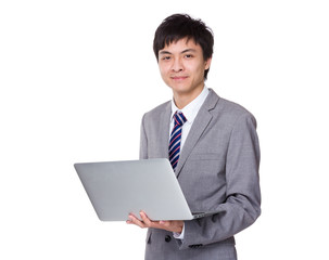 Businessman use of laptop
