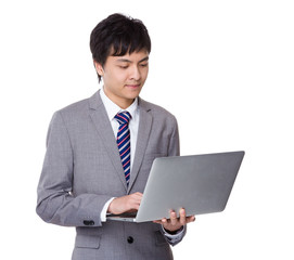 Businessman use of notebook