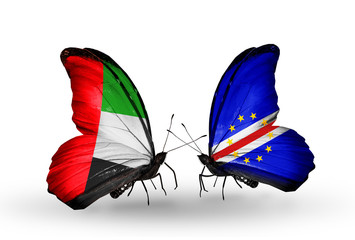 Two butterflies with flags UAE and Cape Verde
