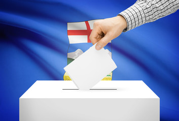 Ballot box with national flag on background - Alberta