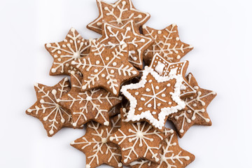 Fototapeta na wymiar Star shape christmas gingerbread cookies