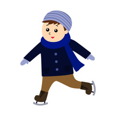 A boy ice skating isolated