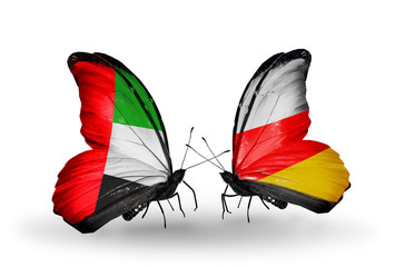 Two butterflies with flags  UAE and South Ossetia