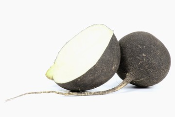 schwarzer Rettich isoliert auf weißem Hintergrund