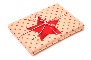 Gift wraped parcels or presents isolated on a white studio backg