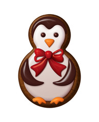 penguin illustration, Christmas gingerbread cookie