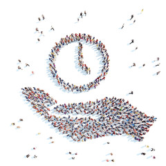 People in the form of palm clock.