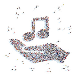 People in the form of palm with notes.