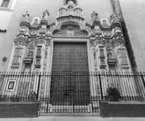 Seville - The baroque portal of church Iglesia los Terceros