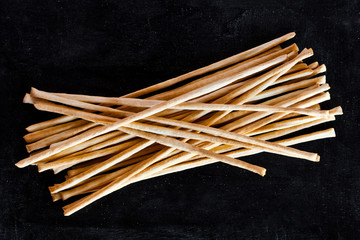 top view of breadsticks grissini torinesi