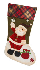 Green and white empty stocking with Santa Claus