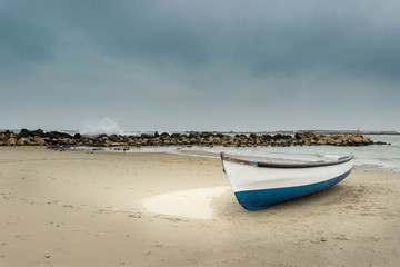 boat on empty beach