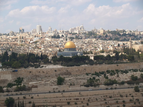 Panorama of Jerusalem, view of the Temple mountain. Israel