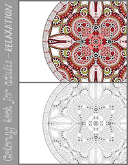 coloring book page for adults - flower paisley pattern