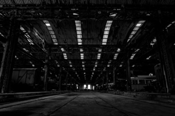 Large industrial hall of a repair station