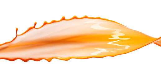 Orange paint splash isolated on white background