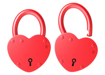 Red heart-shaped lock