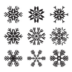 Set of black snowflakes