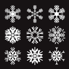 Set of black snowflakes