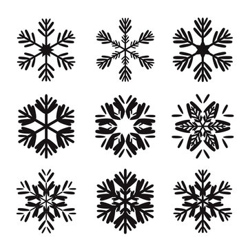 Set of black snowflakes