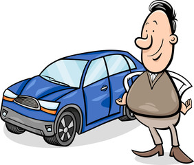 man and car cartoon illustration