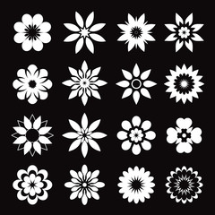 Set of white geometric flowers