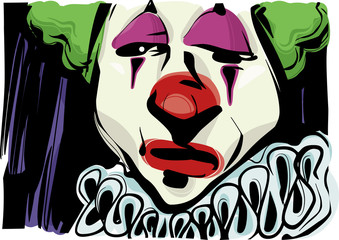 sad clown drawing illustration