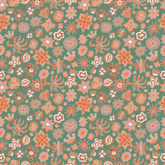 Seamless floral pattern different painted flowers