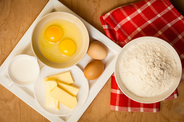 Preparation for baking, bake ingredients.