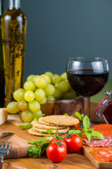 apetizers selection on boar