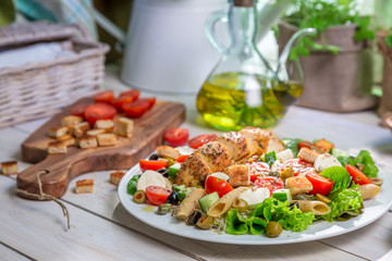 Closeup of healthy salad with vegetables