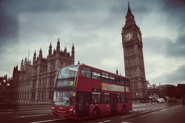 London Big Ben and double decker bus