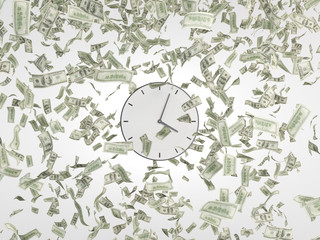 Clock and falling dollars