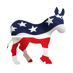 Democrat Donkey Under American Flag