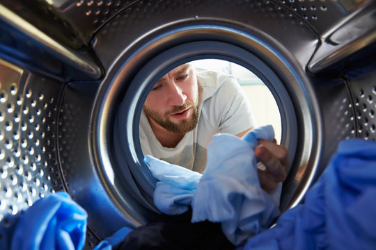 Man Accidentally Dyeing Laundry Inside Washing Machine