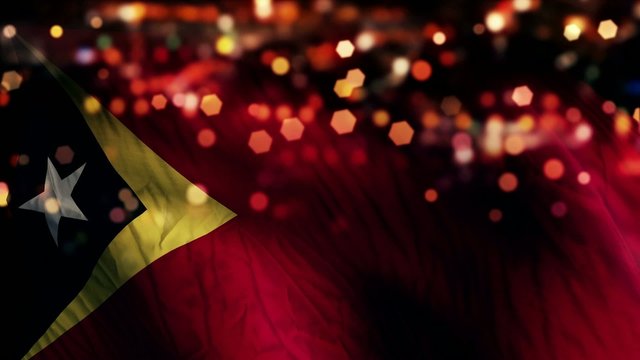 Timor Leste Flag Light Night Bokeh Abstract Loop Animation