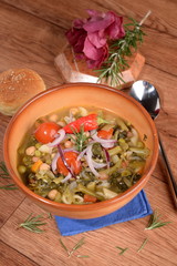 POTTERY BOWL WITH SOUP
