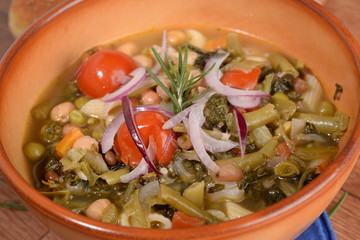 POTTERY BOWL WITH SOUP