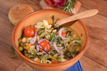 POTTERY BOWL WITH SOUP