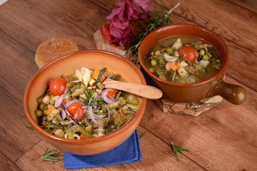 POTTERY BOWL WITH SOUP