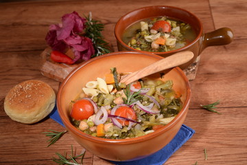 POTTERY BOWL WITH SOUP