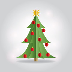 Christmas Holiday Tree Flat Illustration