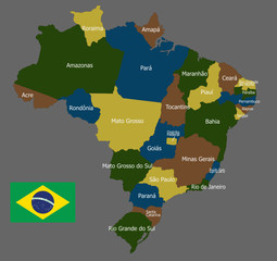 Highly detailed political Brazil map