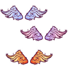 Vector set of cartoon beautiful wings